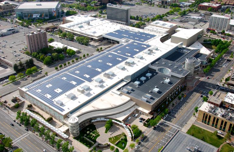 shopping mall roof with solar panel